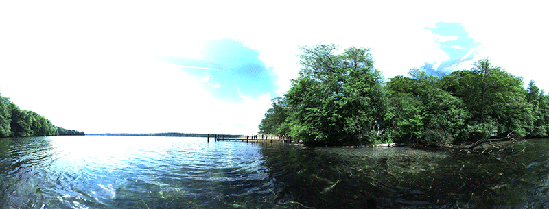 Panoramaaufnahme des Werbellinsees mit der 360°-Kamera des RiverBoat